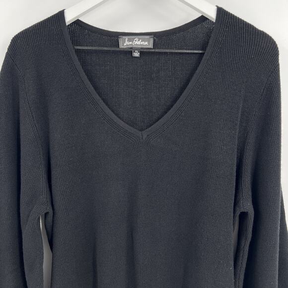 Sam Edelman Balloon Long Sleeves V-Neck Ribbed Knit Sweater Dress Black‎ Size XL - Picture 3 of 9